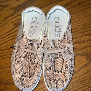 Hey Dude Brown Snake Pattern Loafers